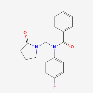 molecular formula C18H17FN2O2 B2617981 N-(4-fluorophenyl)-N-[(2-oxopyrrolidin-1-yl)methyl]benzamide CAS No. 852155-28-3