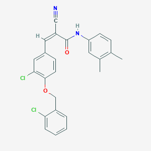(Z)-3-[3-Chloro-4-[(2-chlorophenyl)methoxy]phenyl]-2-cyano-N-(3,4-dimethylphenyl)prop-2-enamide