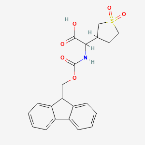 molecular formula C21H21NO6S B2617996 2-(1,1-Dioxothiolan-3-yl)-2-(9H-fluoren-9-ylmethoxycarbonylamino)acetic acid CAS No. 1698158-31-4
