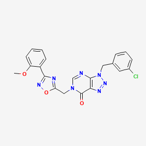 molecular formula C21H16ClN7O3 B2617997 3-(3-chlorobenzyl)-6-((3-(2-methoxyphenyl)-1,2,4-oxadiazol-5-yl)methyl)-3H-[1,2,3]triazolo[4,5-d]pyrimidin-7(6H)-one CAS No. 1207014-11-6