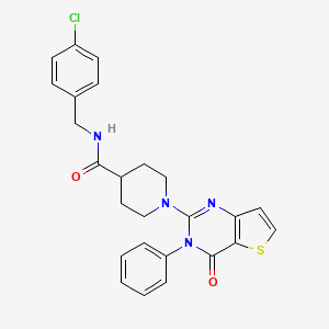 molecular formula C25H23ClN4O2S B2617998 N-(4-chlorobenzyl)-1-(4-oxo-3-phenyl-3,4-dihydrothieno[3,2-d]pyrimidin-2-yl)piperidine-4-carboxamide CAS No. 1112411-74-1