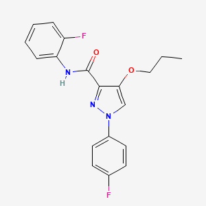 molecular formula C19H17F2N3O2 B2618000 N-(2-氟苯基)-1-(4-氟苯基)-4-丙氧基-1H-吡唑-3-甲酰胺 CAS No. 1171885-82-7