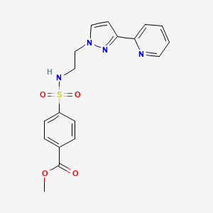 molecular formula C18H18N4O4S B2618003 methyl 4-(N-(2-(3-(pyridin-2-yl)-1H-pyrazol-1-yl)ethyl)sulfamoyl)benzoate CAS No. 1448076-06-9