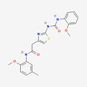 molecular formula C21H22N4O4S B2618009 N-(2-甲氧基-5-甲基苯基)-2-(2-(3-(2-甲氧基苯基)脲基)噻唑-4-基)乙酰胺 CAS No. 897614-05-0