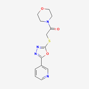 molecular formula C13H14N4O3S B2618011 1-Morpholino-2-((5-(pyridin-3-yl)-1,3,4-oxadiazol-2-yl)thio)ethanone CAS No. 575497-64-2