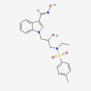 (E)-N-ethyl-N-(2-hydroxy-3-(3-((hydroxyimino)methyl)-1H-indol-1-yl)propyl)-4-methylbenzenesulfonamide