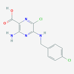 molecular formula C12H10Cl2N4O2 B2618022 3-Amino-6-chloro-5-((4-chlorobenzyl)amino)pyrazine-2-carboxylic acid CAS No. 1792203-15-6