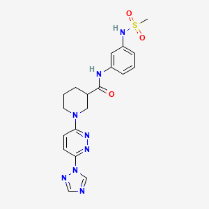 molecular formula C19H22N8O3S B2618024 N-(3-methanesulfonamidophenyl)-1-[6-(1H-1,2,4-triazol-1-yl)pyridazin-3-yl]piperidine-3-carboxamide CAS No. 1795471-18-9