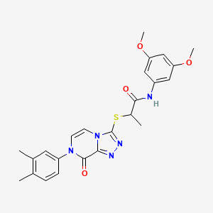 molecular formula C24H25N5O4S B2618037 N-(3,5-dimethoxyphenyl)-2-((7-(3,4-dimethylphenyl)-8-oxo-7,8-dihydro-[1,2,4]triazolo[4,3-a]pyrazin-3-yl)thio)propanamide CAS No. 1224005-71-3