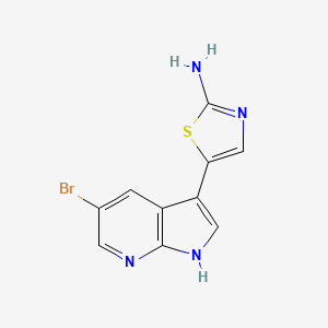 molecular formula C10H7BrN4S B2618048 2-Thiazolamine, 5-(5-bromo-1H-pyrrolo[2,3-b]pyridin-3-yl)- CAS No. 1071455-03-2
