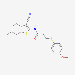 molecular formula C20H22N2O2S2 B2618055 N-(3-cyano-6-methyl-4,5,6,7-tetrahydrobenzo[b]thiophen-2-yl)-3-((4-methoxyphenyl)thio)propanamide CAS No. 941908-78-7