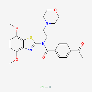 molecular formula C24H28ClN3O5S B2618072 4-acetyl-N-(4,7-dimethoxybenzo[d]thiazol-2-yl)-N-(2-morpholinoethyl)benzamide hydrochloride CAS No. 1215513-44-2
