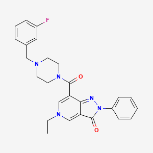 molecular formula C26H26FN5O2 B2618075 5-ethyl-7-(4-(3-fluorobenzyl)piperazine-1-carbonyl)-2-phenyl-2H-pyrazolo[4,3-c]pyridin-3(5H)-one CAS No. 1040649-38-4