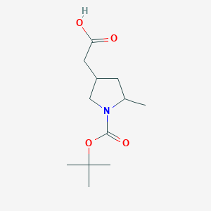 molecular formula C12H21NO4 B2618078 2-[5-甲基-1-[(2-甲基丙-2-基)氧羰基]吡咯烷-3-基]乙酸 CAS No. 1780344-75-3