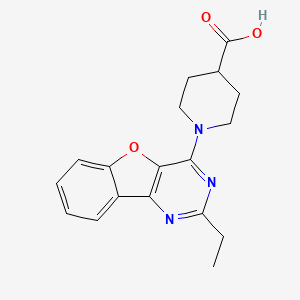 molecular formula C18H19N3O3 B2618084 1-(2-Ethylbenzofuro[3,2-d]pyrimidin-4-yl)piperidine-4-carboxylic acid CAS No. 848215-05-4