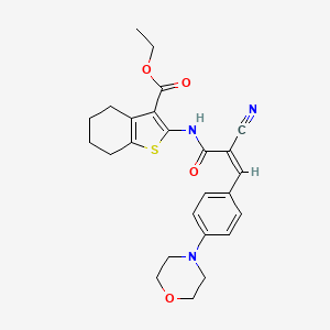 molecular formula C25H27N3O4S B2618086 ethyl 2-[[(Z)-2-cyano-3-(4-morpholin-4-ylphenyl)prop-2-enoyl]amino]-4,5,6,7-tetrahydro-1-benzothiophene-3-carboxylate CAS No. 557754-44-6