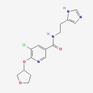 molecular formula C15H17ClN4O3 B2618091 N-(2-(1H-imidazol-4-yl)ethyl)-5-chloro-6-((tetrahydrofuran-3-yl)oxy)nicotinamide CAS No. 1903912-94-6