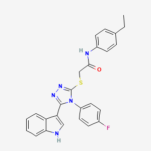 molecular formula C26H22FN5OS B2618092 N-(4-ethylphenyl)-2-((4-(4-fluorophenyl)-5-(1H-indol-3-yl)-4H-1,2,4-triazol-3-yl)thio)acetamide CAS No. 946236-24-4