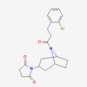 molecular formula C20H23BrN2O3 B2618097 1-((1R,5S)-8-(3-(2-bromophenyl)propanoyl)-8-azabicyclo[3.2.1]octan-3-yl)pyrrolidine-2,5-dione CAS No. 1904419-61-9