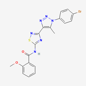 molecular formula C19H15BrN6O2S B2618099 N-{3-[1-(4-溴苯基)-5-甲基-1H-1,2,3-三唑-4-基]-1,2,4-噻二唑-5-基}-2-甲氧基苯甲酰胺 CAS No. 932350-35-1