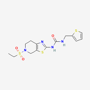 molecular formula C14H18N4O3S3 B2618101 1-(5-(乙磺酰基)-4,5,6,7-四氢噻唑并[5,4-c]吡啶-2-基)-3-(噻吩-2-基甲基)脲 CAS No. 1428380-14-6