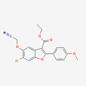 molecular formula C20H16BrNO5 B2618103 Ethyl 6-bromo-5-(cyanomethoxy)-2-(4-methoxyphenyl)-1-benzofuran-3-carboxylate CAS No. 899400-78-3
