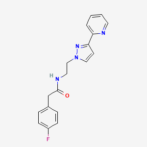 molecular formula C18H17FN4O B2618108 2-(4-fluorophenyl)-N-(2-(3-(pyridin-2-yl)-1H-pyrazol-1-yl)ethyl)acetamide CAS No. 1448123-15-6