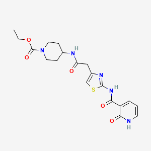 Ethyl 4-(2-(2-(2-oxo-1,2-dihydropyridine-3-carboxamido)thiazol-4-yl)acetamido)piperidine-1-carboxylate