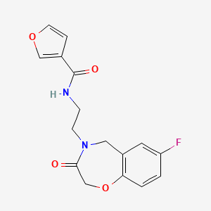 molecular formula C16H15FN2O4 B2618124 N-(2-(7-fluoro-3-oxo-2,3-dihydrobenzo[f][1,4]oxazepin-4(5H)-yl)ethyl)furan-3-carboxamide CAS No. 2034456-87-4