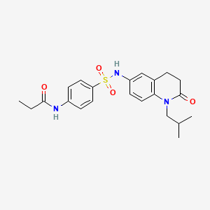 molecular formula C22H27N3O4S B2618137 N-(4-(N-(1-isobutyl-2-oxo-1,2,3,4-tetrahydroquinolin-6-yl)sulfamoyl)phenyl)propionamide CAS No. 941912-45-4
