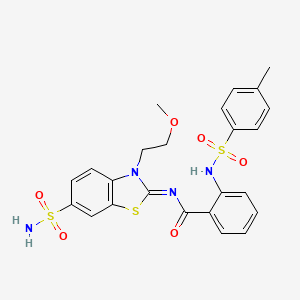 N-[3-(2-methoxyethyl)-6-sulfamoyl-1,3-benzothiazol-2-ylidene]-2-[(4-methylphenyl)sulfonylamino]benzamide