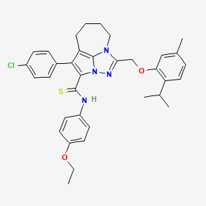 molecular formula C35H37ClN4O2S B2618163 1-(4-chlorophenyl)-N-(4-ethoxyphenyl)-4-((2-isopropyl-5-methylphenoxy)methyl)-5,6,7,8-tetrahydro-2a,3,4a-triazacyclopenta[cd]azulene-2-carbothioamide CAS No. 398997-54-1