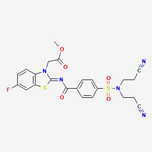 (Z)-methyl 2-(2-((4-(N,N-bis(2-cyanoethyl)sulfamoyl)benzoyl)imino)-6-fluorobenzo[d]thiazol-3(2H)-yl)acetate