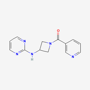 molecular formula C13H13N5O B2618176 Pyridin-3-yl(3-(pyrimidin-2-ylamino)azetidin-1-yl)methanone CAS No. 2034301-79-4