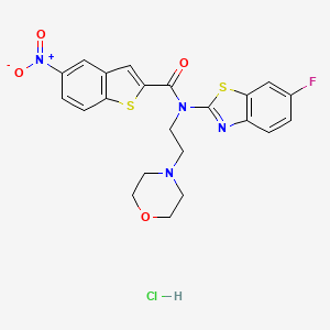 molecular formula C22H20ClFN4O4S2 B2618179 N-(6-fluorobenzo[d]thiazol-2-yl)-N-(2-morpholinoethyl)-5-nitrobenzo[b]thiophene-2-carboxamide hydrochloride CAS No. 1215850-98-8