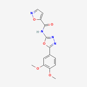 molecular formula C14H12N4O5 B2618180 N-(5-(3,4-二甲氧基苯基)-1,3,4-恶二唑-2-基)异噁唑-5-甲酰胺 CAS No. 941869-45-0