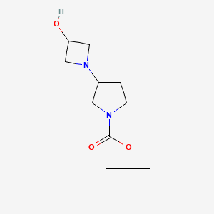molecular formula C12H22N2O3 B2618181 Tert-butyl 3-(3-hydroxyazetidin-1-yl)pyrrolidine-1-carboxylate CAS No. 1781982-51-1