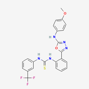 molecular formula C23H18F3N5O2S B2618193 ((2-(3-((4-Methoxyphenyl)amino)(2,4,5-oxadiazolyl))phenyl)amino)((3-(trifluoromethyl)phenyl)amino)methane-1-thione CAS No. 1024522-98-2