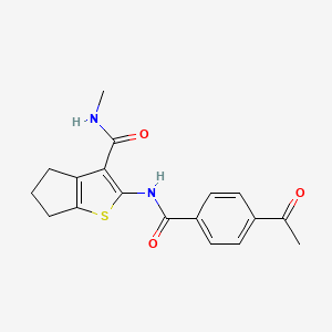 molecular formula C18H18N2O3S B2618199 2-[(4-acetylbenzoyl)amino]-N-methyl-5,6-dihydro-4H-cyclopenta[b]thiophene-3-carboxamide CAS No. 893094-61-6