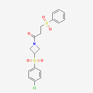 1-(3-((4-Chlorophenyl)sulfonyl)azetidin-1-yl)-3-(phenylsulfonyl)propan-1-one