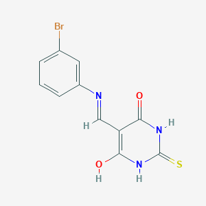 molecular formula C11H8BrN3O2S B2618218 5-(((3-bromophenyl)amino)methylene)-2-thioxodihydropyrimidine-4,6(1H,5H)-dione CAS No. 349486-87-9