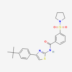 molecular formula C24H27N3O3S2 B2618227 N-(4-(4-(tert-butyl)phenyl)thiazol-2-yl)-3-(pyrrolidin-1-ylsulfonyl)benzamide CAS No. 941913-30-0