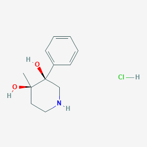 molecular formula C12H18ClNO2 B2618233 (3S,4R)-4-Methyl-3-phenylpiperidine-3,4-diol;hydrochloride CAS No. 2460740-33-2