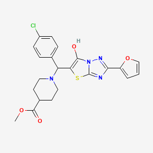 Methyl 1-((4-chlorophenyl)(2-(furan-2-yl)-6-hydroxythiazolo[3,2-b][1,2,4]triazol-5-yl)methyl)piperidine-4-carboxylate