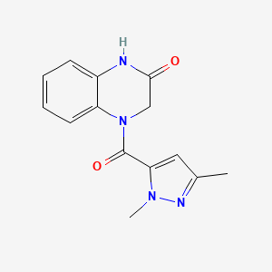 molecular formula C14H14N4O2 B2618257 4-(1,3-dimethyl-1H-pyrazole-5-carbonyl)-3,4-dihydroquinoxalin-2(1H)-one CAS No. 1013788-21-0