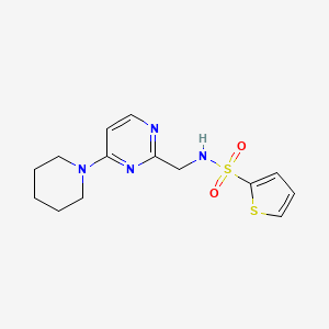 molecular formula C14H18N4O2S2 B2618269 N-((4-(piperidin-1-yl)pyrimidin-2-yl)methyl)thiophene-2-sulfonamide CAS No. 1797223-22-3
