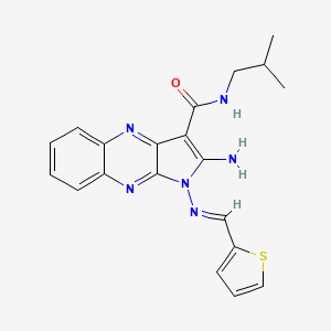 (E)-2-amino-N-isobutyl-1-((thiophen-2-ylmethylene)amino)-1H-pyrrolo[2,3-b]quinoxaline-3-carboxamide