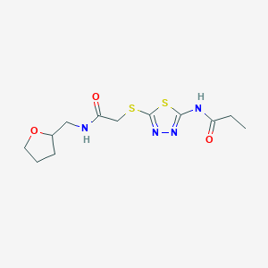 N-(5-((2-oxo-2-(((tetrahydrofuran-2-yl)methyl)amino)ethyl)thio)-1,3,4-thiadiazol-2-yl)propionamide