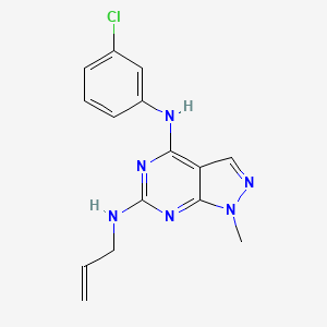 molecular formula C15H15ClN6 B2618276 N~4~-(3-chlorophenyl)-1-methyl-N~6~-(prop-2-en-1-yl)-1H-pyrazolo[3,4-d]pyrimidine-4,6-diamine CAS No. 894193-69-2