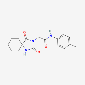 molecular formula C17H21N3O3 B2618288 2-(2,4-dioxo-1,3-diazaspiro[4.5]dec-3-yl)-N-(4-methylphenyl)acetamide CAS No. 741-46-8